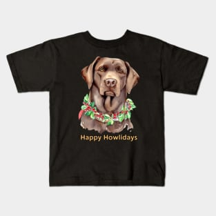 Happy Howlidays Chocolate Labrador Retriever Kids T-Shirt